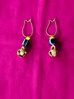Ghungroo Brass Hoop Earrings -  Mix Stone