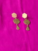 Honeycomb Hexagon Brass Drop Earrings