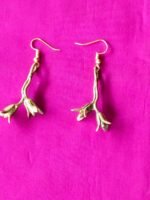 Brass Twig & Bud Dangle Earrings – Nature Inspired - Image 4