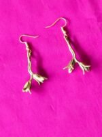 Brass Twig & Bud Dangle Earrings – Nature Inspired - Image 3