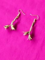Brass Twig & Bud Dangle Earrings – Nature Inspired