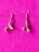 Brass Twig & Bud Dangle Earrings – Nature Inspired - Image 2
