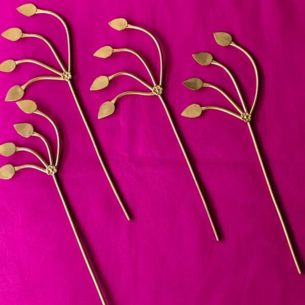 Handcrafted Brass Leaf Spray Hair Pin (4pc)