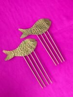 Handcrafted Brass Fish Hair Comb – 4-Prong (2pc)