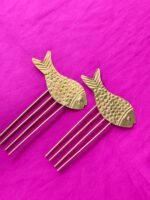 Handcrafted Brass Fish Hair Comb – 4-Prong (2pc) - Image 3