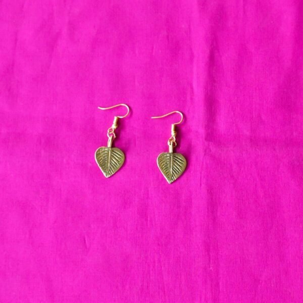 Mini Brass Leaf Charm Earrings