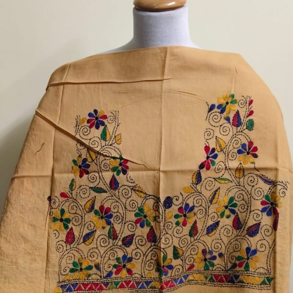 Cotton Kantha Stitch Blouse Material – Biscuit Color