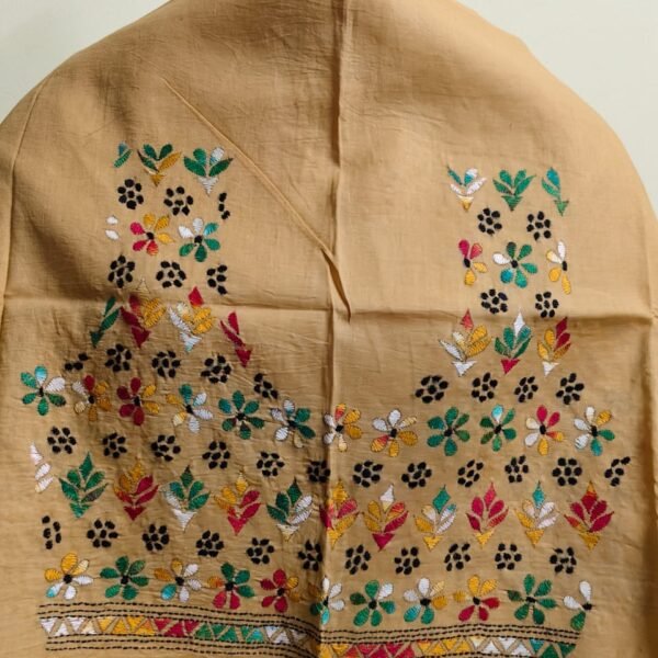 Cotton Kantha Stitch Blouse Material – Mustard Floral