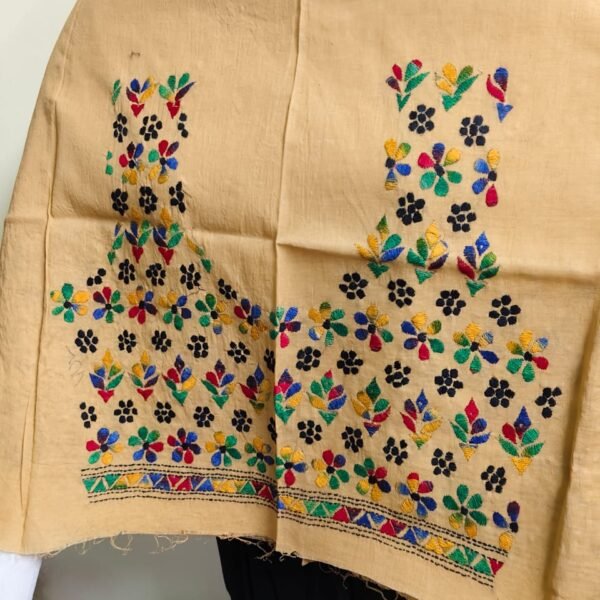 Biscuit Cotton Kantha Stitch Blouse Material