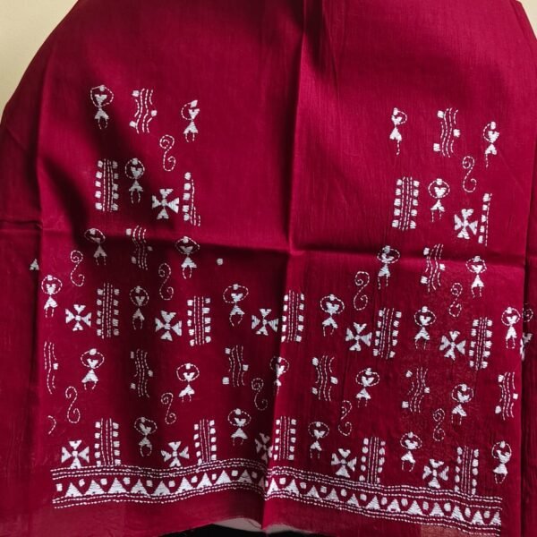Cotton Kantha Stitch Blouse Material Maroon