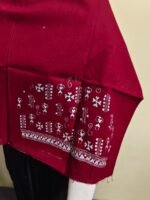 Cotton Kantha Stitch Blouse Material Maroon - Image 3