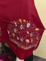 Maroon Cotton Kantha Stitch Blouse Material - Image 4