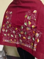 Maroon Cotton Kantha Stitch Blouse Material - Image 2