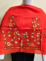 orange Cotton Kantha Stitch Blouse Material - Image 5