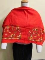 orange Cotton Kantha Stitch Blouse Material - Image 2