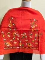 orange Cotton Kantha Stitch Blouse Material