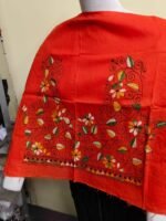 orange Cotton Kantha Stitch Blouse Material - Image 3
