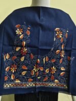 Navy blue Cotton Kantha Stitch Blouse Material - Image 3