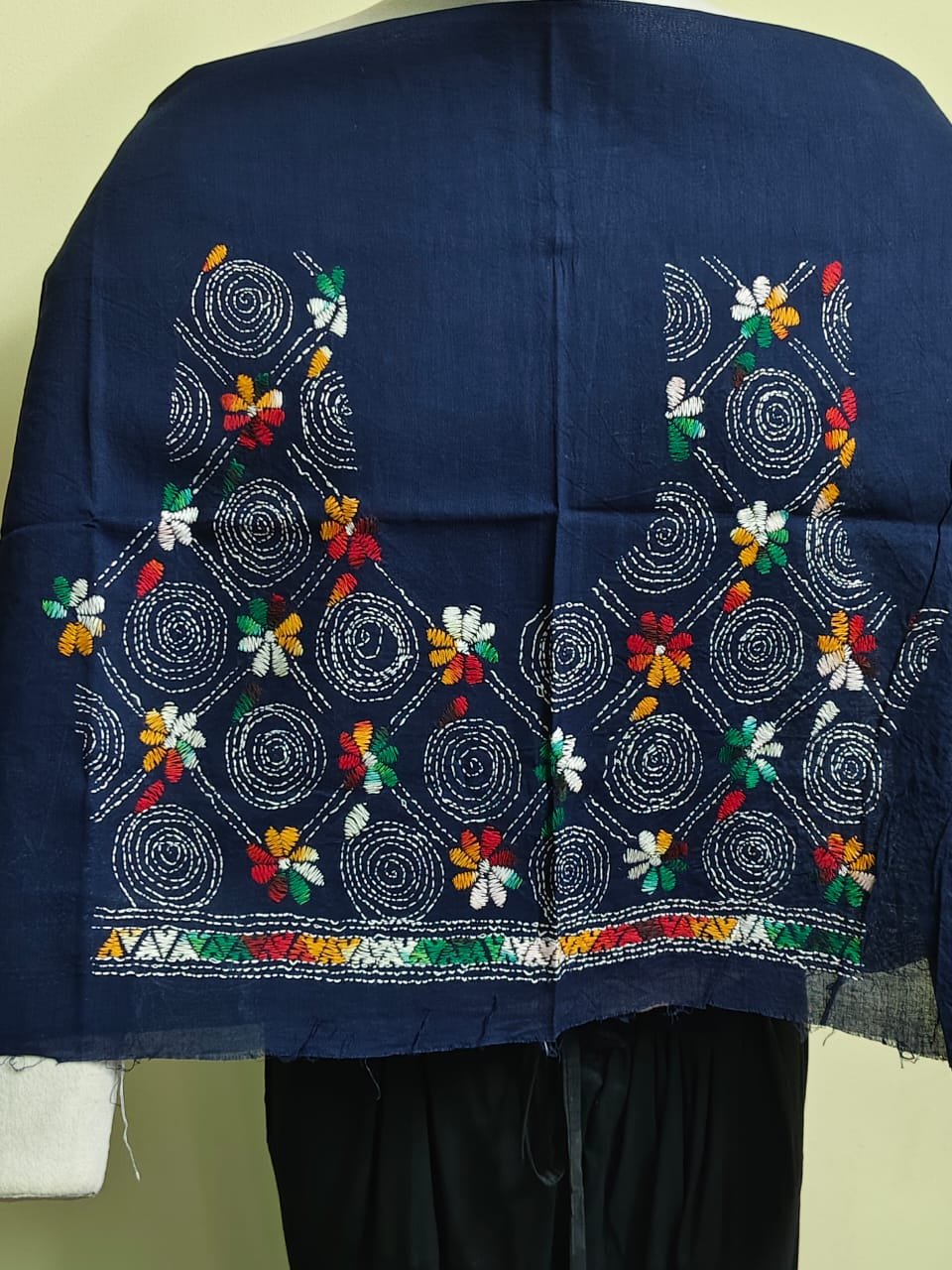 WhatsApp Image 2025-08-27 at 11.28.45_ba9e78b5 Cotton Kantha Stitch Blouse Material Navy blue - Image 4