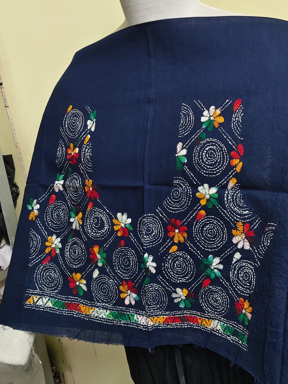 WhatsApp Image 2025-08-27 at 11.28.46_d2dea9f9 Cotton Kantha Stitch Blouse Material Navy blue - Image 2