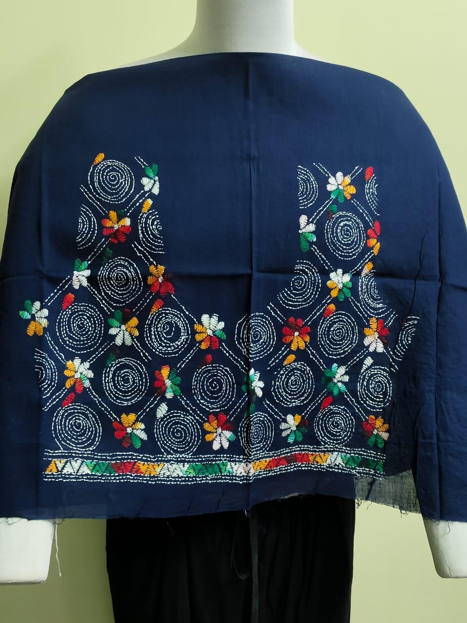WhatsApp Image 2025-08-27 at 11.28.46_de574350 Cotton Kantha Stitch Blouse Material Navy blue - Image 1