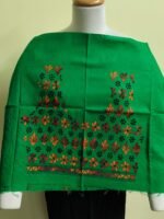 Green  Cotton Kantha Stitch Blouse Material - Image 5