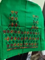 Green  Cotton Kantha Stitch Blouse Material - Image 6