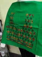 Green  Cotton Kantha Stitch Blouse Material - Image 2