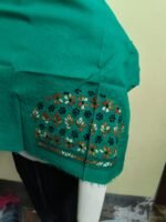 Sea Green Cotton Kantha Stitch Blouse Material - Image 5