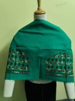 Sea Green Cotton Kantha Stitch Blouse Material - Image 4