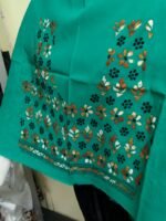 Sea Green Cotton Kantha Stitch Blouse Material - Image 3