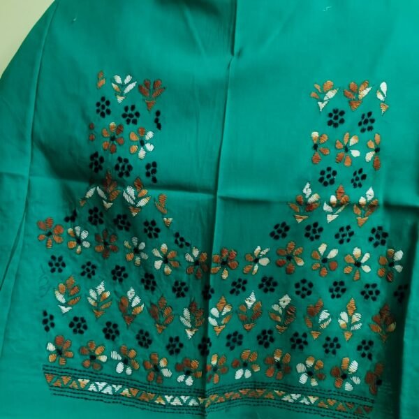 Sea Green Cotton Kantha Stitch Blouse Material