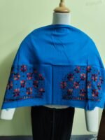 Cotton Kantha Stitch Blouse Material Blue - Image 3