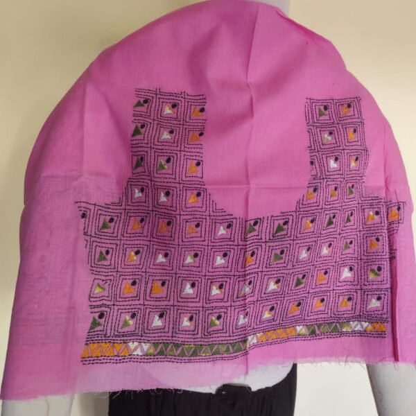 Pink Cotton Kantha Stitch Blouse Material