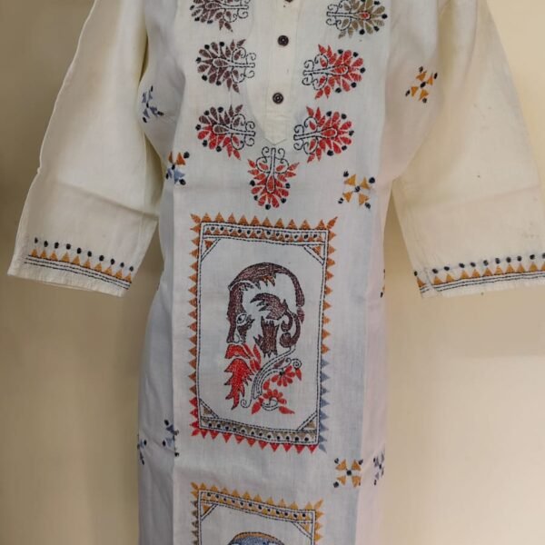 Hand-Embroidered Tagore Fictional Kantha Stitch Kurti