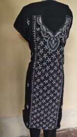 Cotton Kantha Stitch Long Kurti Material (Black & White) - Image 2