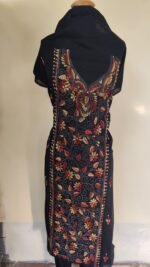 Cotton Kantha Stitch Long Kurti Material (Multicolor on Black) - Image 2