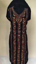 Cotton Kantha Stitch Long Kurti Material – Vertical Vine (Black) - Image 2