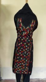 Cotton Kantha Stitch Long Kurti Material – Multicolor Floral (Black) - Image 2