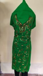Cotton Kantha Stitch Long Kurti Material – Meadow Green Floral
