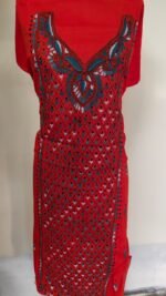 Cotton Kantha Stitched Long Kurti Material – Orange