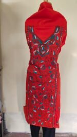 Cotton Kantha Stitch Long Kurti Material – Orange Floral Vine