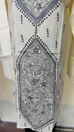 Men’s Cotton Kantha Stitch Kurta/Panjabi – Ivory Charcoal Panel - Image 5