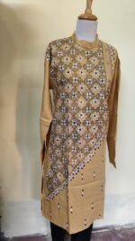 Men’s Cotton Kantha Stitch Kurta/Panjabi – biskut cream color - Image 2