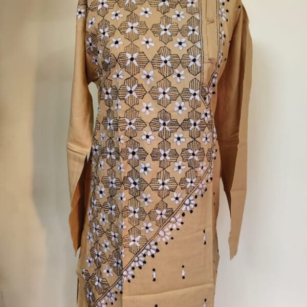 Men’s Cotton Kantha Stitch Kurta/Panjabi – biskut cream color