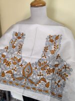 White Silk Kantha Stitch Blouse Material – Handcrafted - Image 4