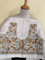 White Silk Kantha Stitch Blouse Material – Handcrafted - Image 2