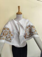 White Silk Kantha Stitch Blouse Material – Handcrafted - Image 5