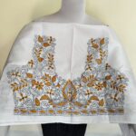 White Silk Kantha Stitch Blouse Material – Handcrafted
