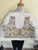 White Silk Kantha Stitch Blouse Material – Handcrafted